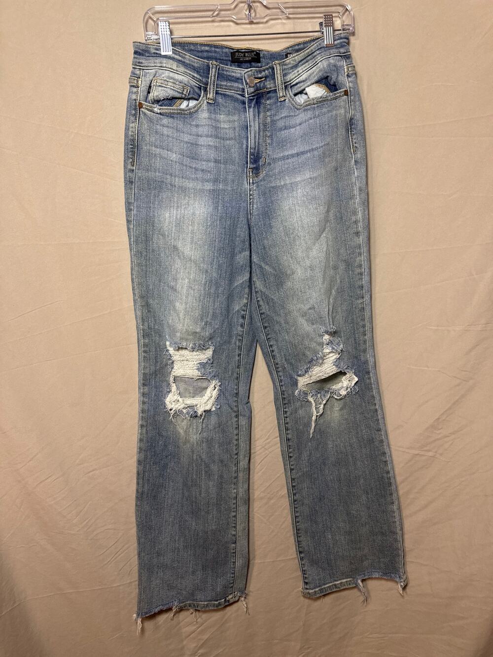 Judy Blue Distressed Straight Fit Jeans 9/29 Light Wash Style JB82502LT